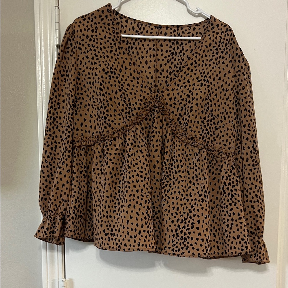 Brown Leopard Print Blouse